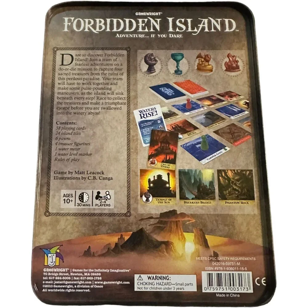 Forbidden Island Adventure Game COMPLETE Gamewright (2010) Card Playing Fantasy